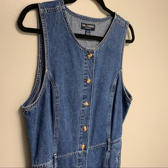 Retro Denim Jean Button Front Women’s Maxi Dress - Picture 4 of 8